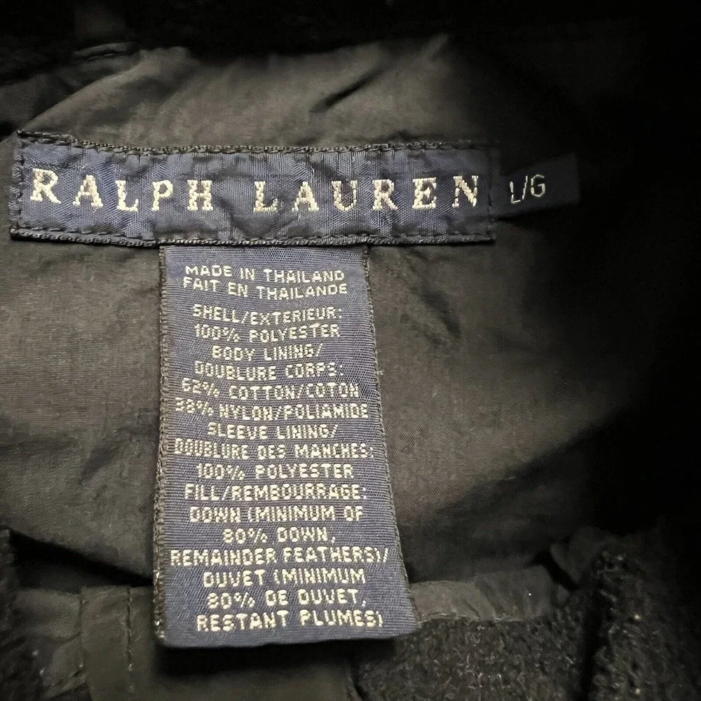 Ralph Lauren‎ Jacket Youth Large Black Down Puffer Chore Winter Coat Preppy